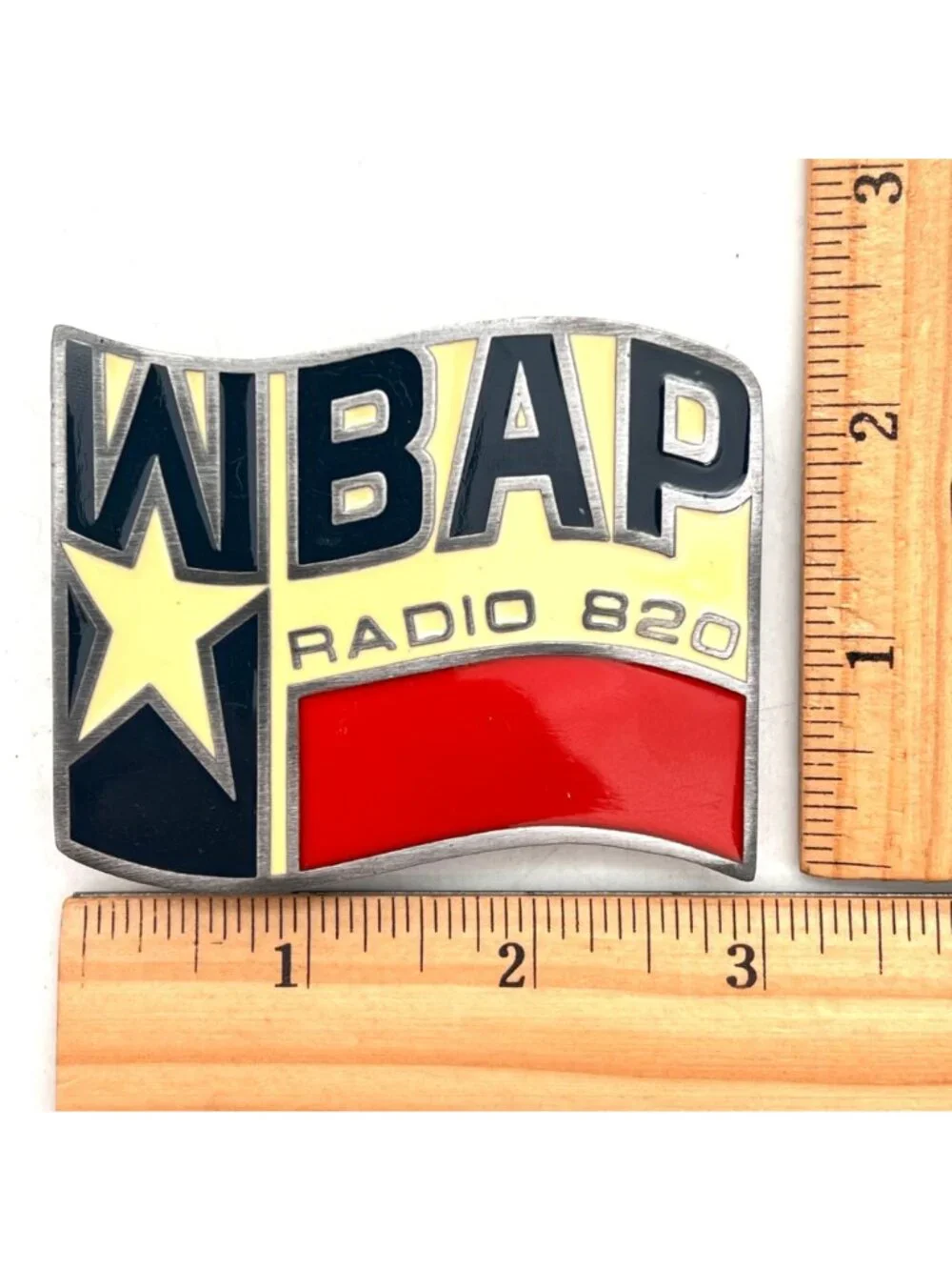 Vintage WBAP Radio 820 Belt Buckle By Impress Designs Inc. Irving Texas CD Hit